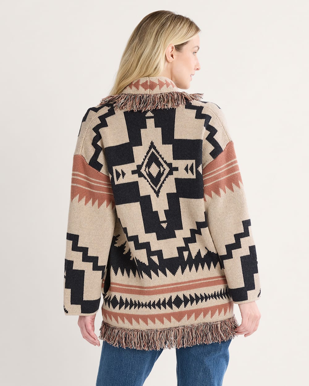 PENDLETON WOMEN'S GRAPHIC FRINGE CARDIGAN