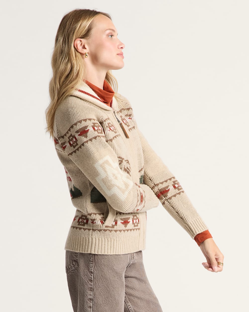 PENDLETON WOMEN'S ALPINE LAMBSWOOL ZIP CARDIGAN