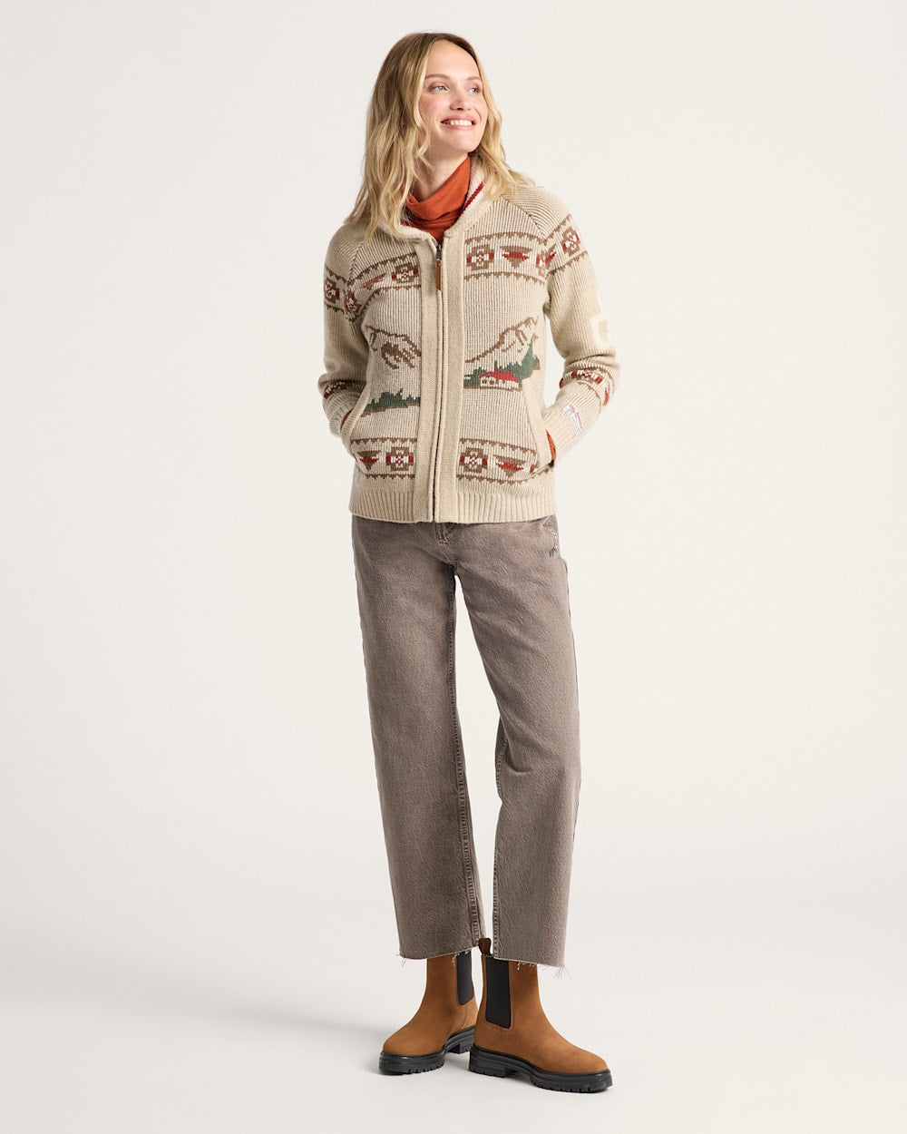 PENDLETON WOMEN'S ALPINE LAMBSWOOL ZIP CARDIGAN