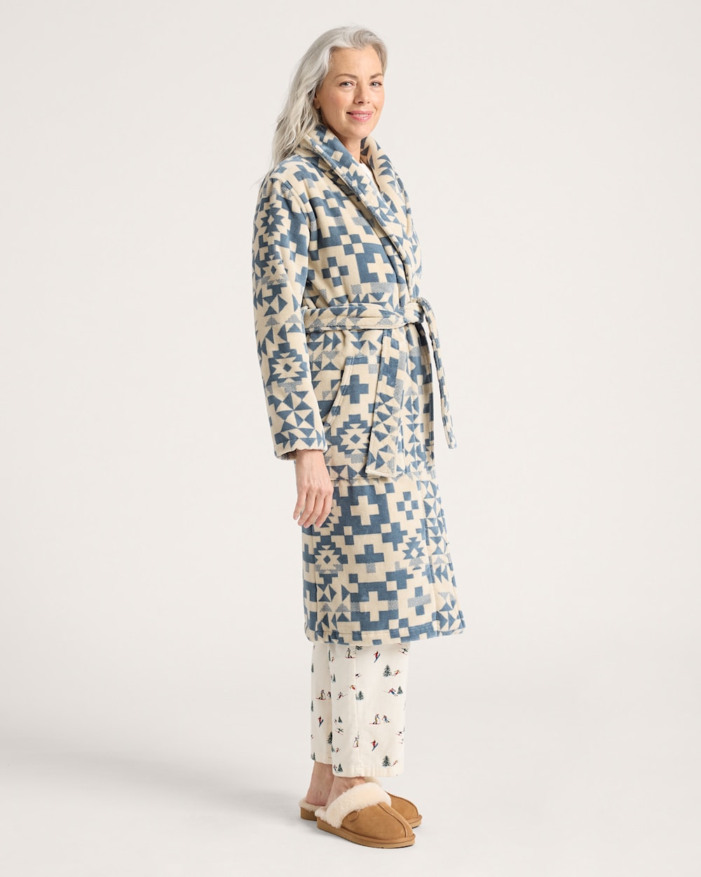 PENDLETON WOMEN'S BLUE RIDGE COTTON TERRY VELOUR BATHROBE