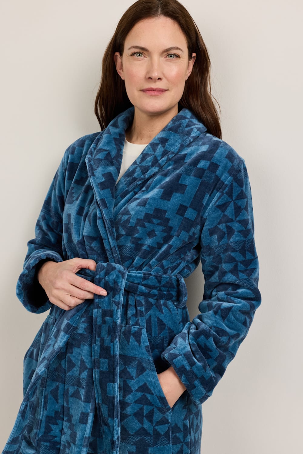 PENDLETON WOMEN'S BLUE RIDGE COTTON TERRY VELOUR BATHROBE