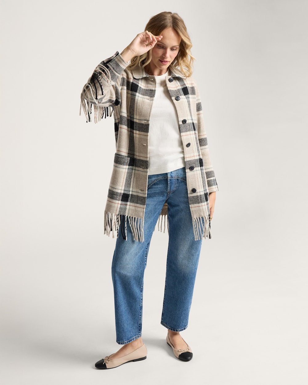 PENDLETON WOMEN'S PLAID JOLENE WOOL FRINGED JACKET