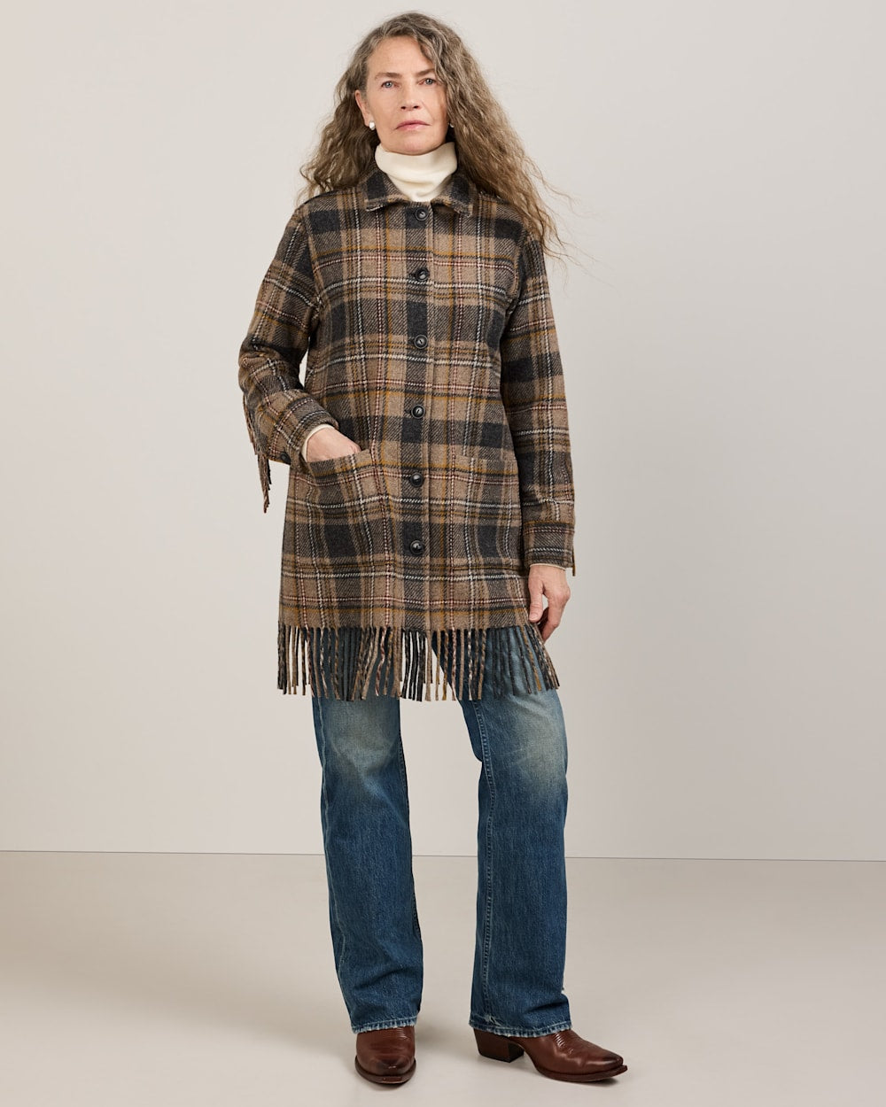 PENDLETON WOMEN'S PLAID JOLENE WOOL FRINGED JACKET