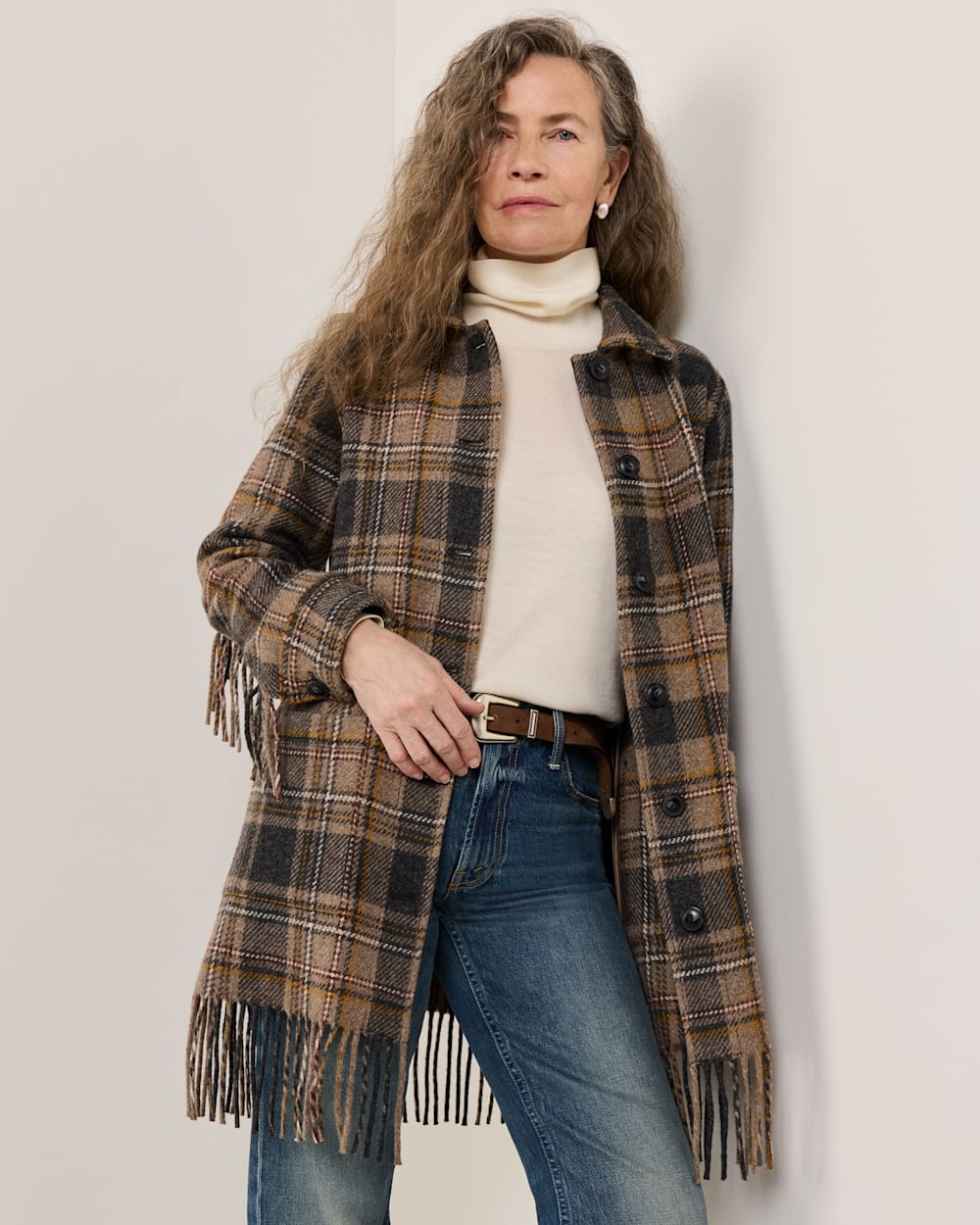 PENDLETON WOMEN'S PLAID JOLENE WOOL FRINGED JACKET