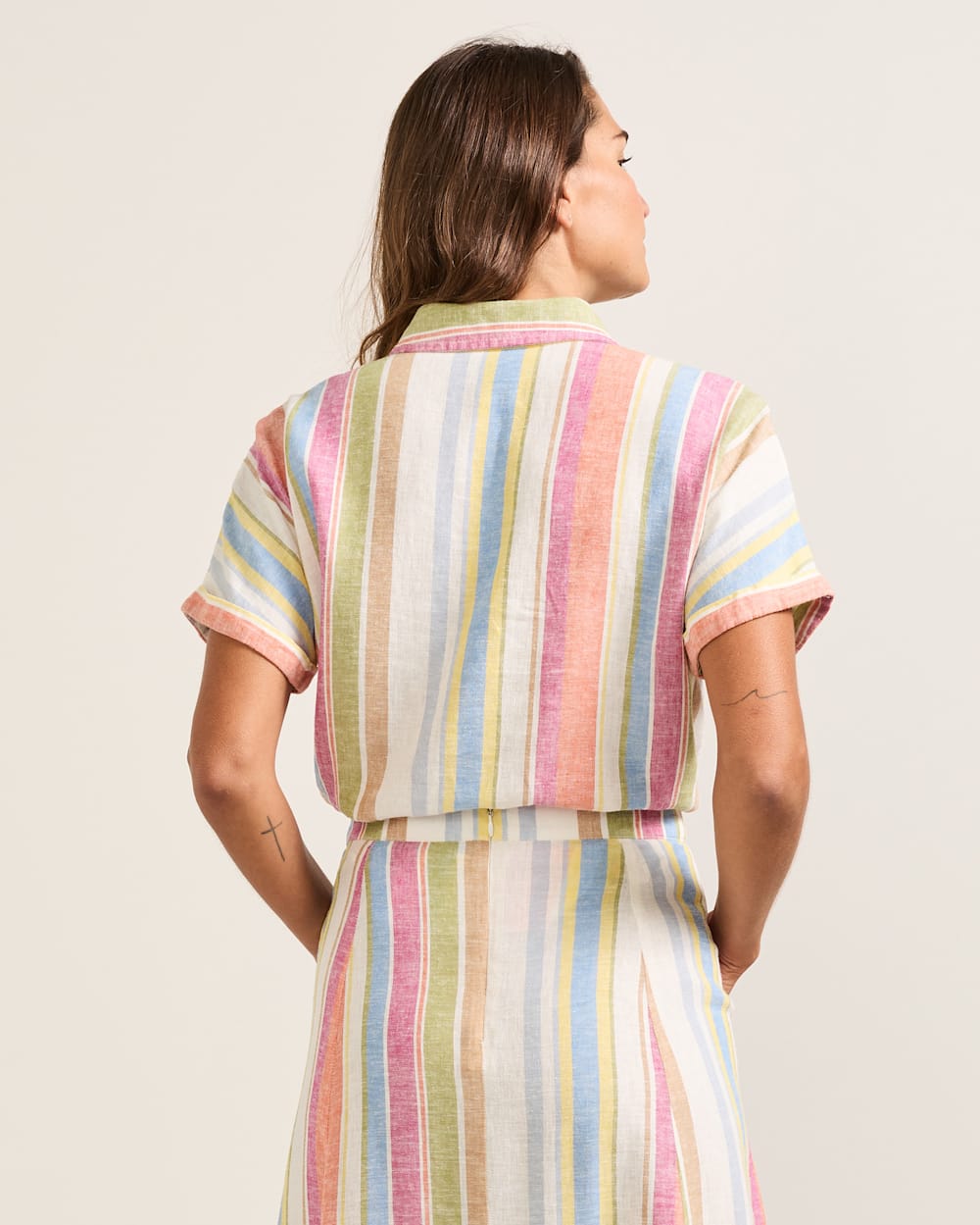 PENDLETON WOMEN'S SHORT-SLEEVE STRIPE LINEN SHIRT