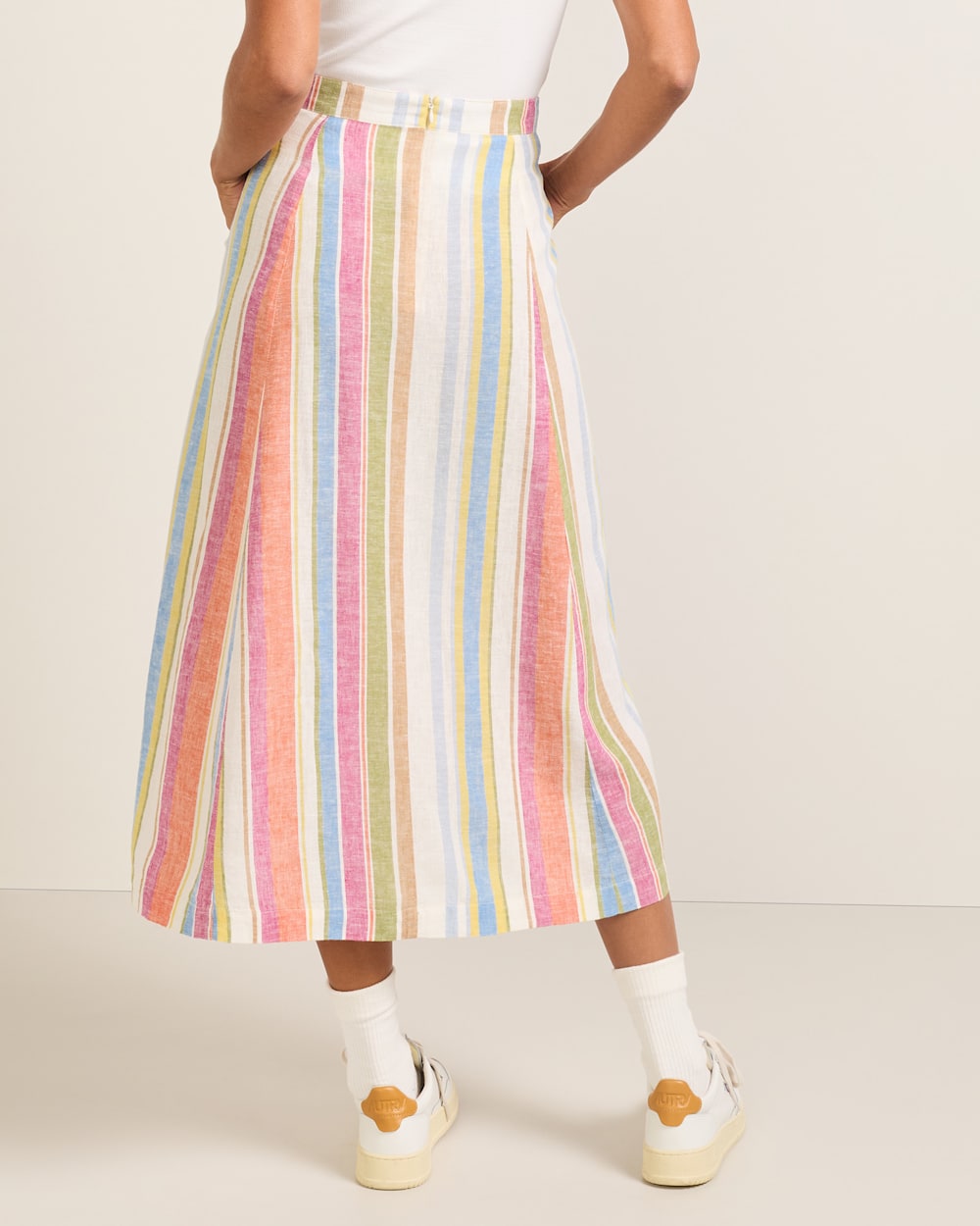 PENDLETON WOMEN'S STRIPE LINEN MIDI SKIRT