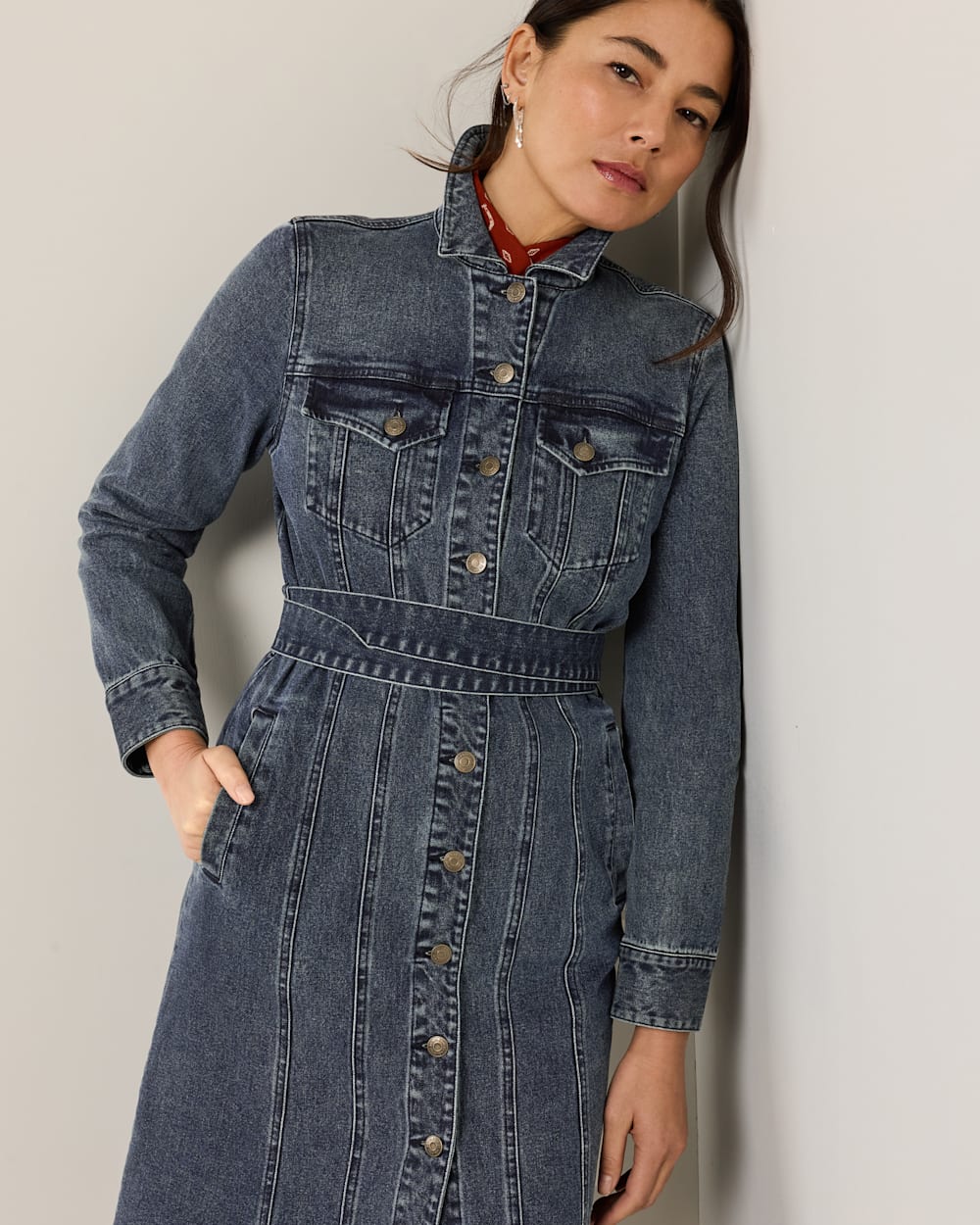PENDLETON WOMEN'S DENIM MIDI SHIRT DRESS