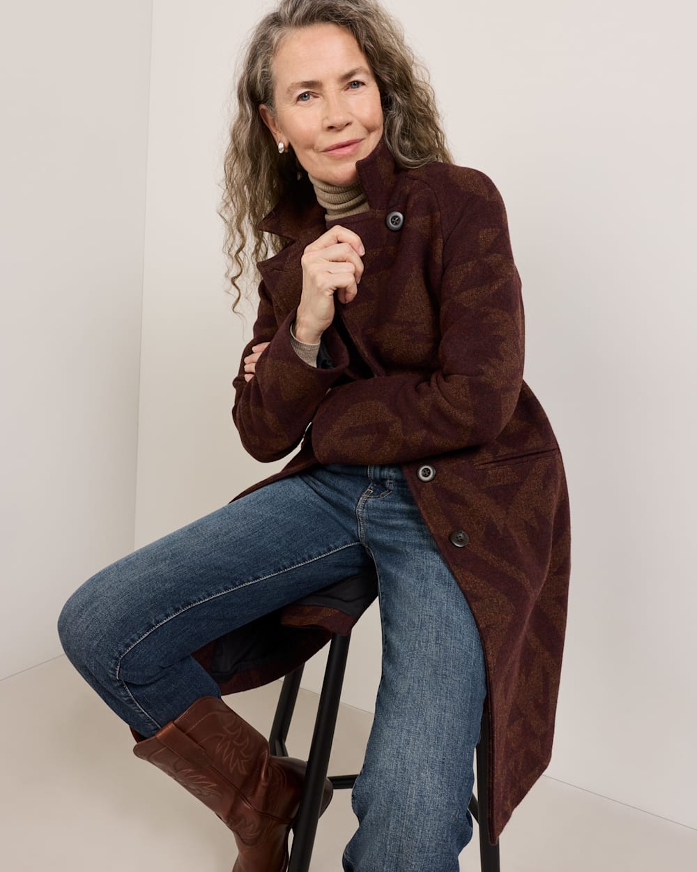 PENDLETON WOMEN'S JACQUARD WOOL OVERCOAT
