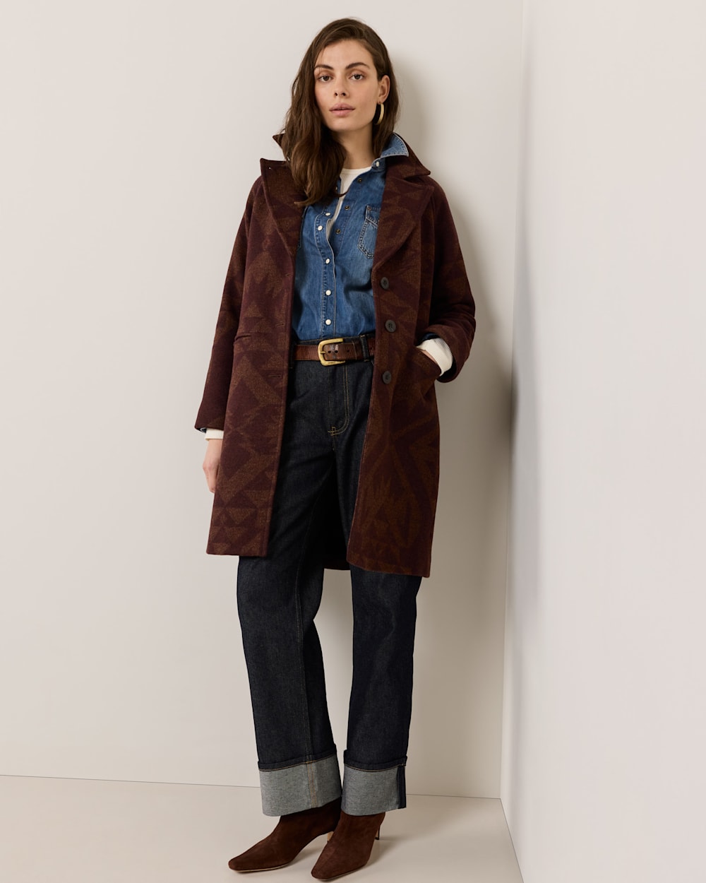 PENDLETON WOMEN'S JACQUARD WOOL OVERCOAT