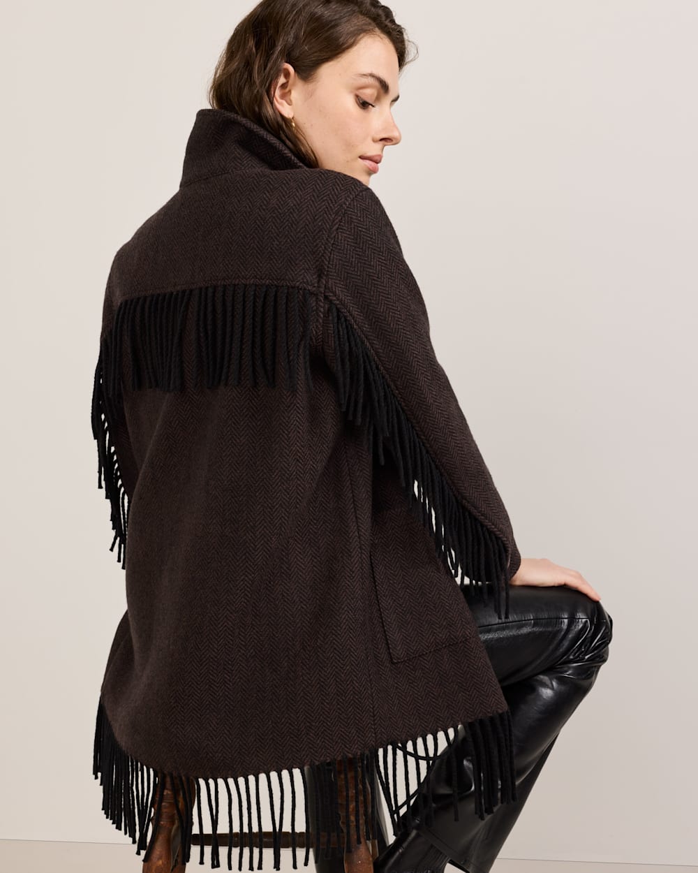 PENDLETON WOMEN'S HERRINGBONE JOLENE WOOL FRINGED JACKET