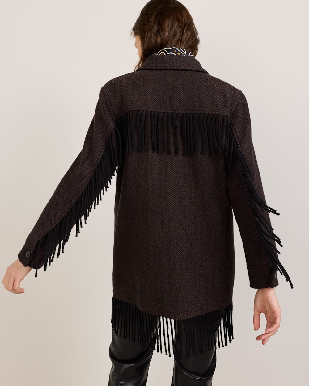 PENDLETON WOMEN'S HERRINGBONE JOLENE WOOL FRINGED JACKET