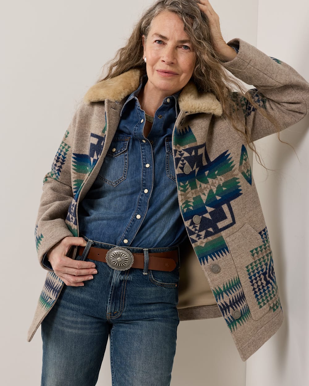PENDLETON WOMEN'S BROWNSVILLE SHEARLING COLLAR WOOL COAT