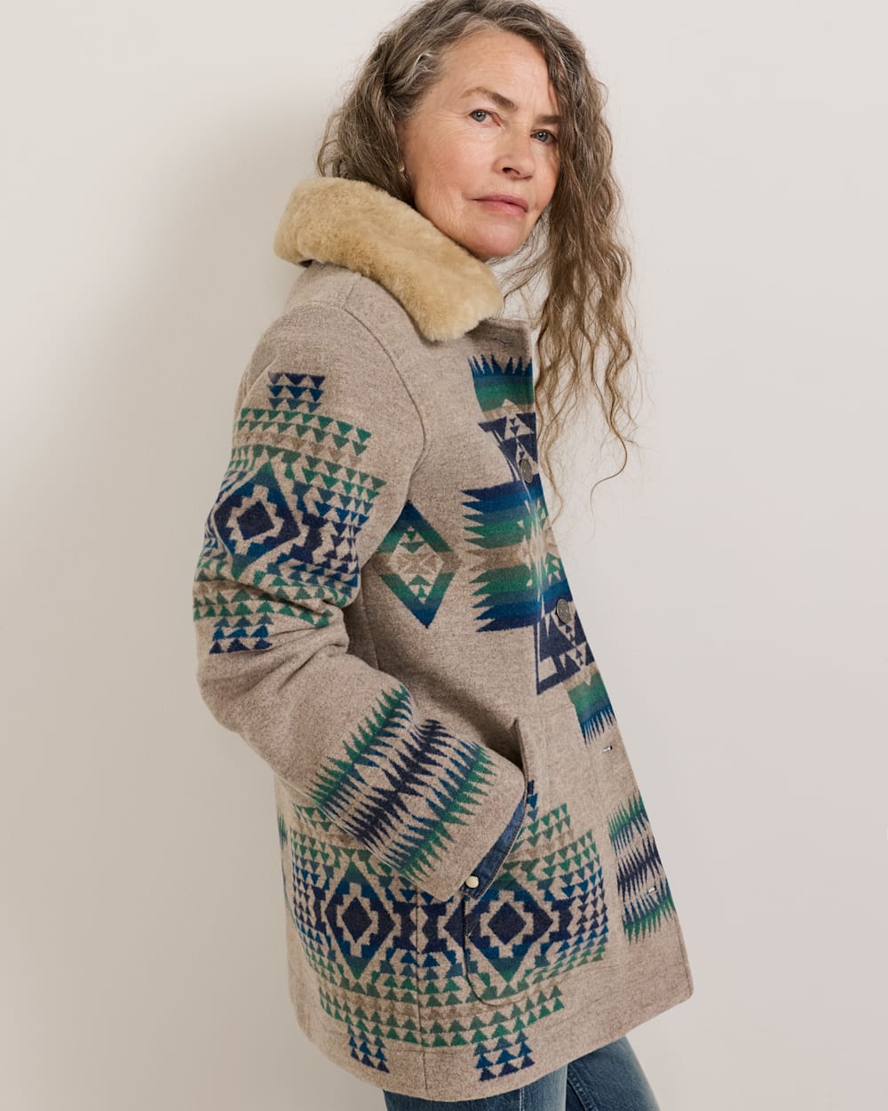 PENDLETON WOMEN'S BROWNSVILLE SHEARLING COLLAR WOOL COAT