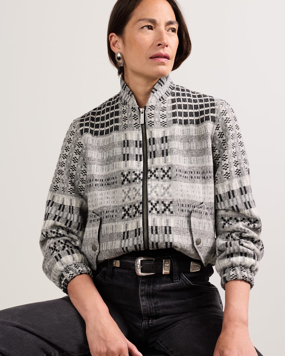 PENDLETON WOMEN'S TEXTURED WOOL BOMBER JACKET