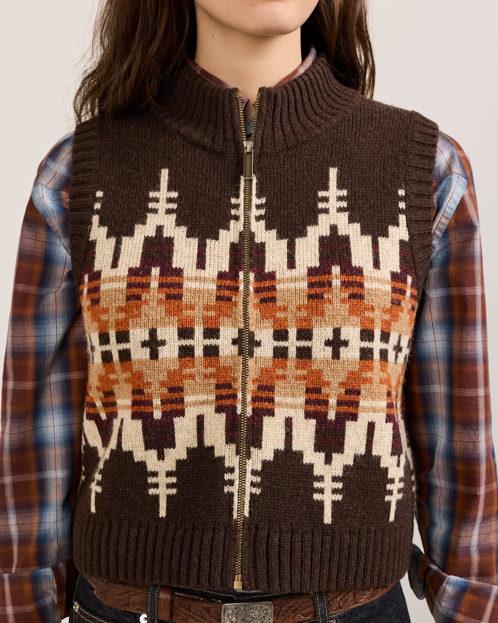 PENDLETON WOMEN'S GRAPHIC SHETLAND COLLECTION ZIP VEST
