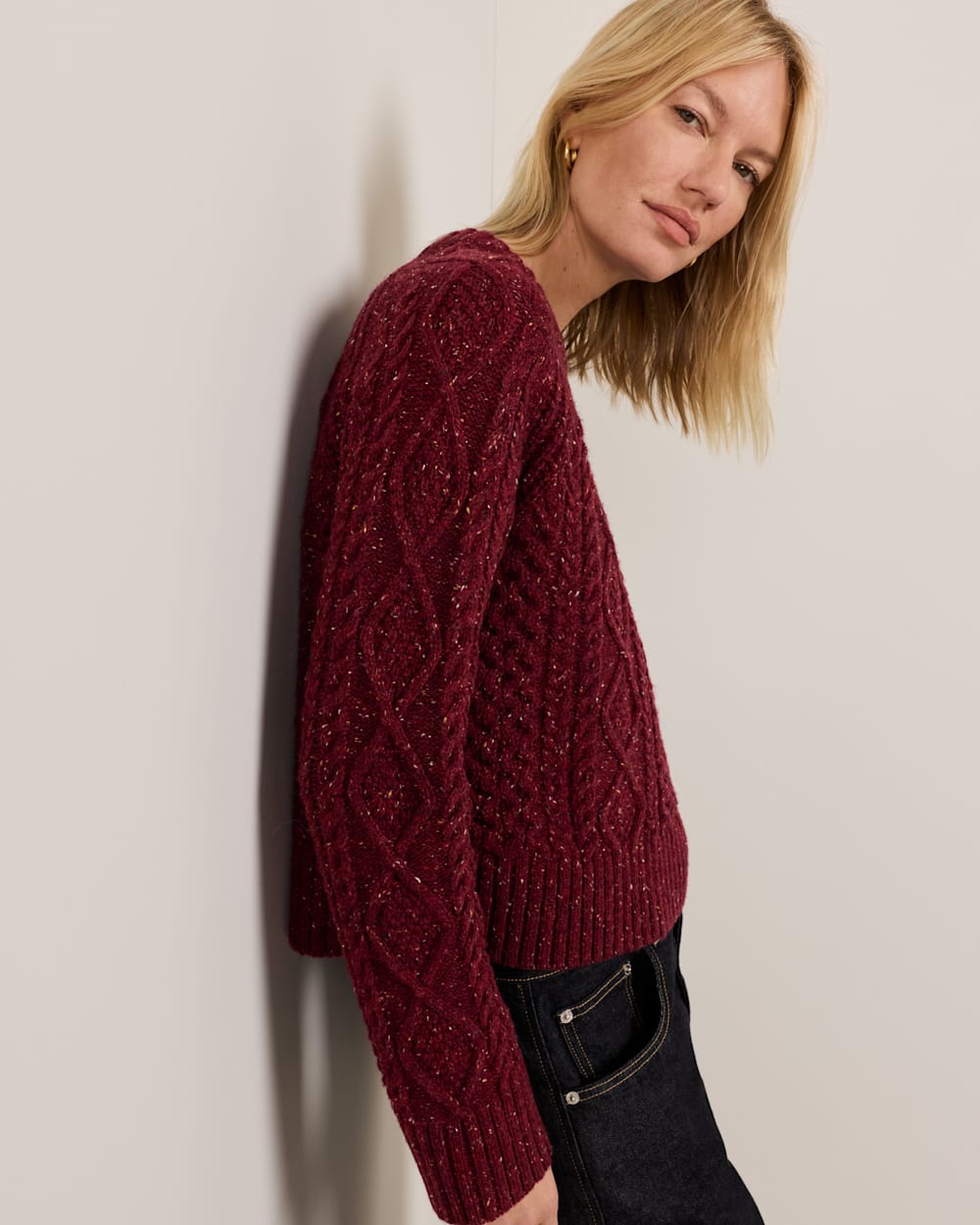 PENDLETON WOMEN'S FISHERMAN DONEGAL WOOL SWEATER