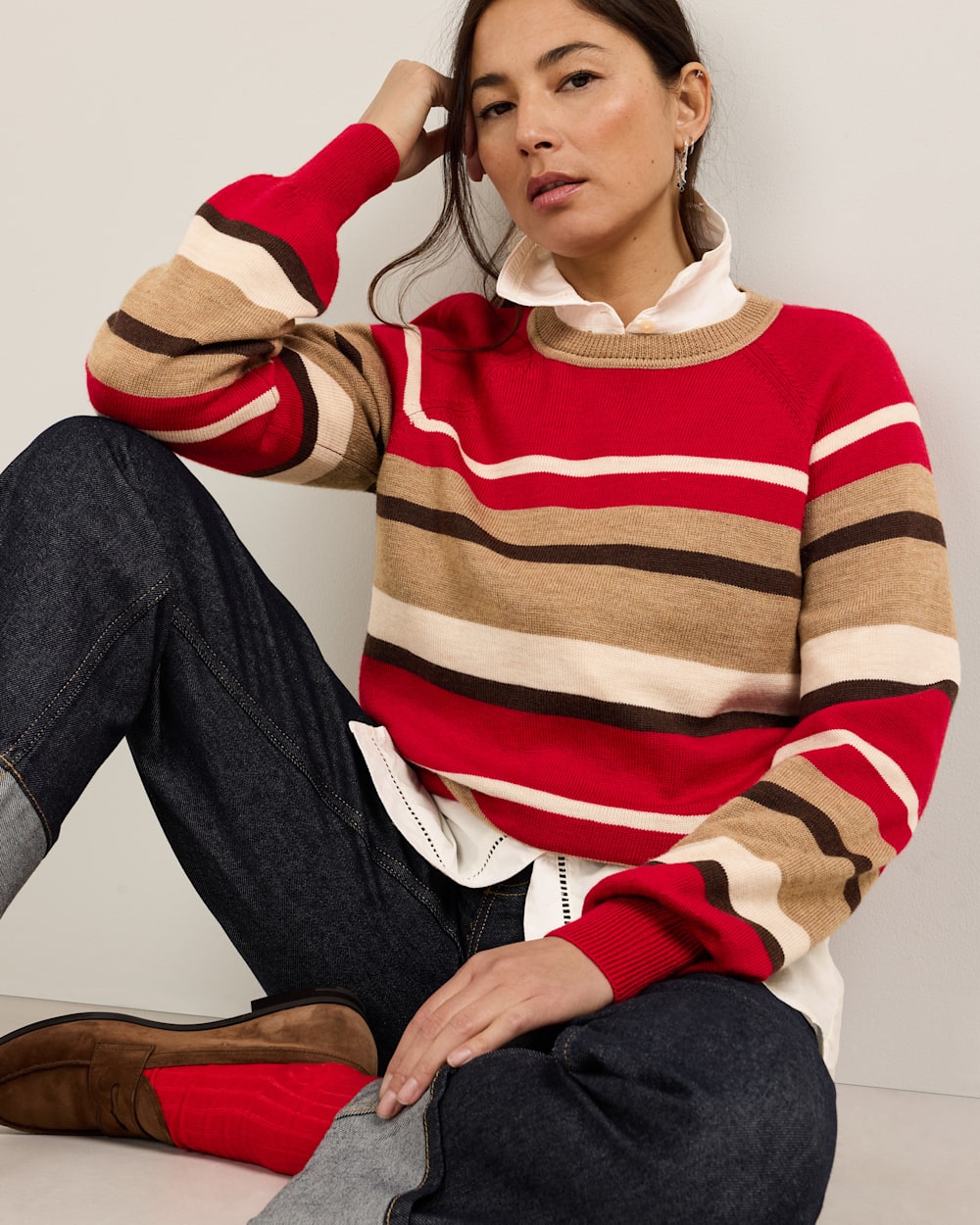 PENDLETON WOMEN'S MERINO MULTI STRIPE SWEATER