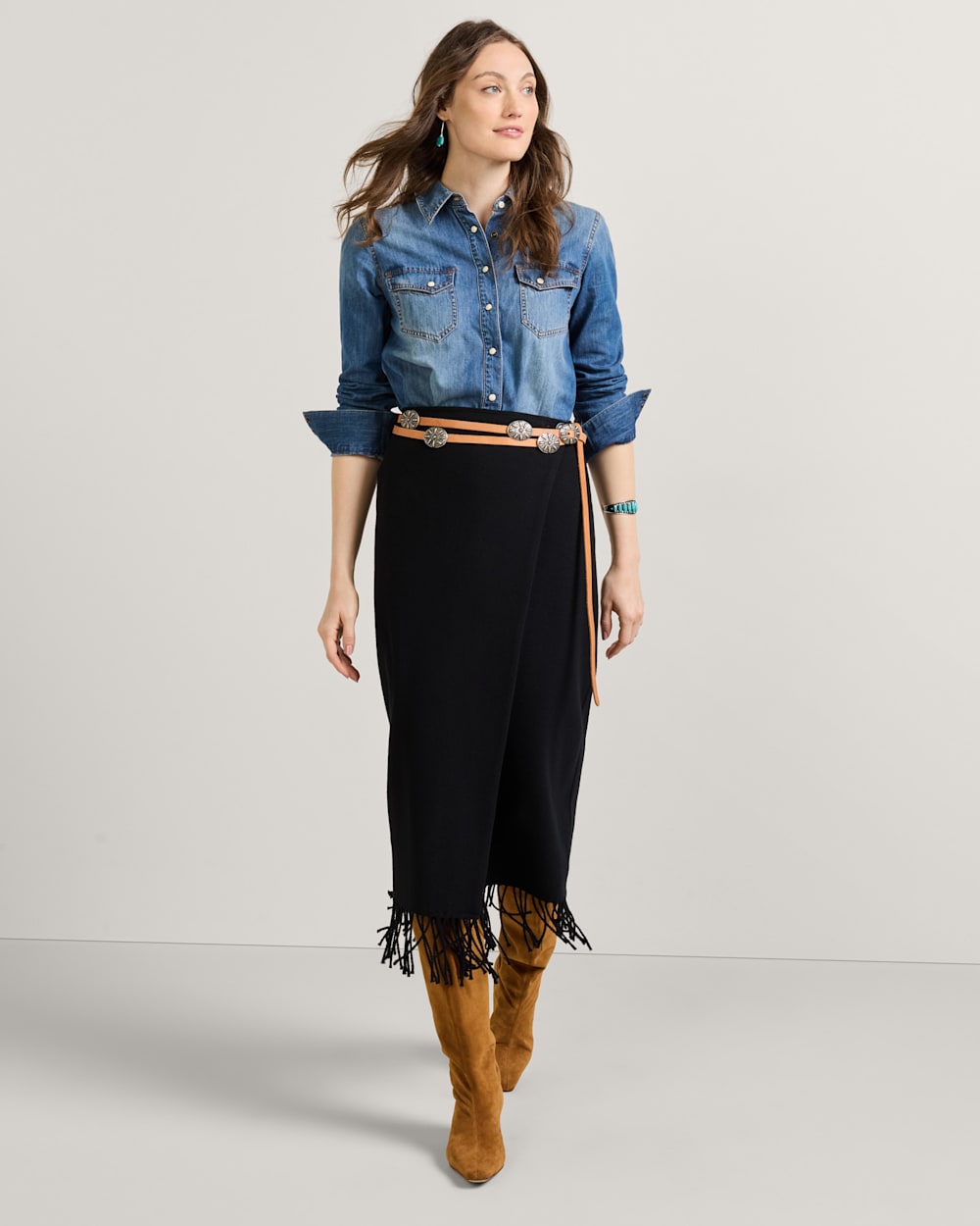 PENDLETON WOMEN'S WOOL FRINGED WRAP SKIRT