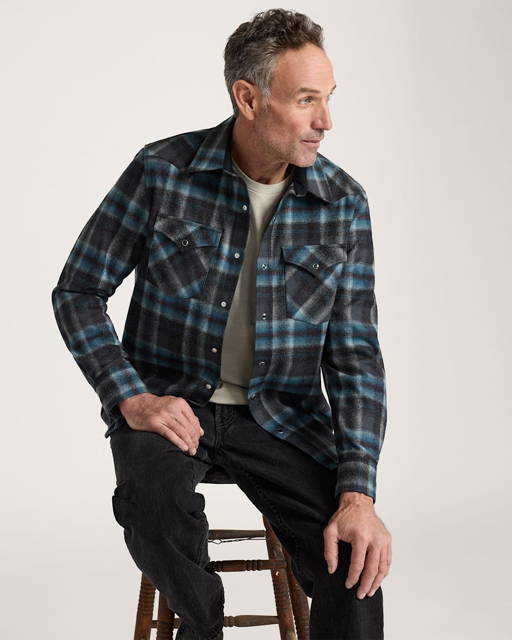 PENDLETON MEN'S PLAID SNAP-FRONT WESTERN CANYON SHIRT