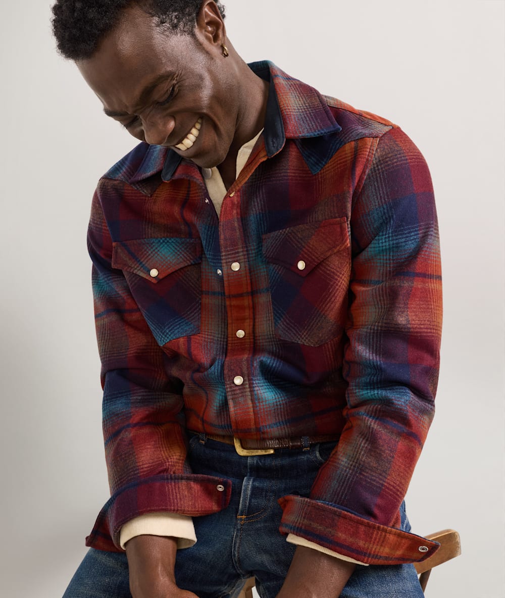 PENDLETON MEN'S PLAID SNAP-FRONT WESTERN CANYON SHIRT