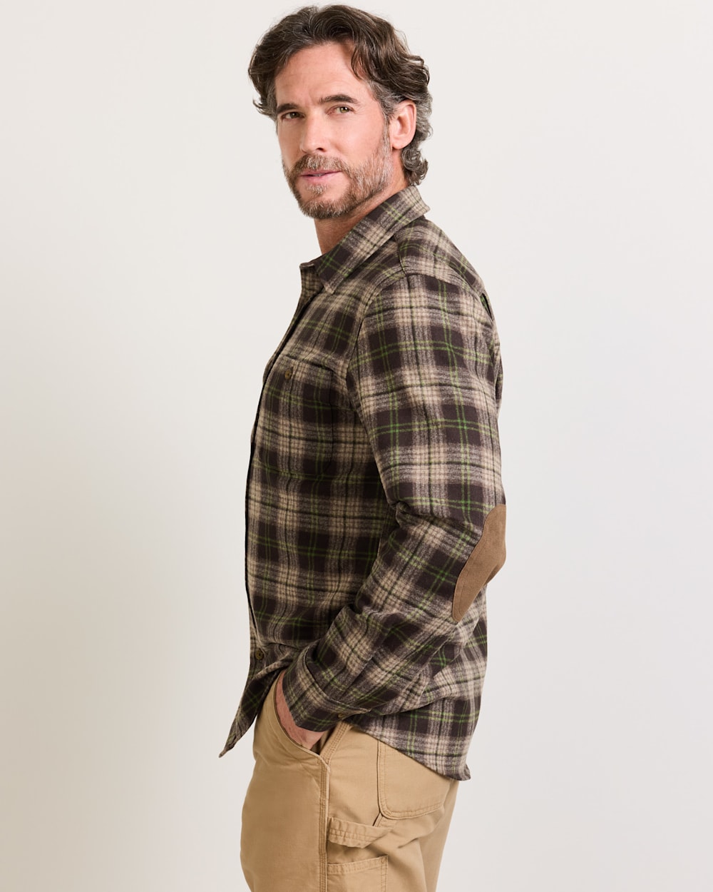 PENDLETON MEN'S PLAID ELBOW-PATCH TRAIL SHIRT