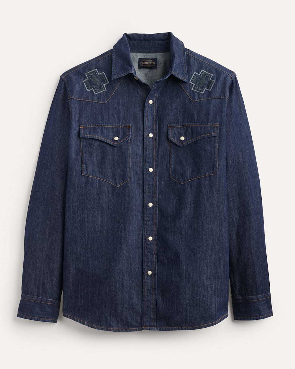 PENDLETON MEN'S RODEO EMBROIDERED DENIM GAMBLER SHIRT