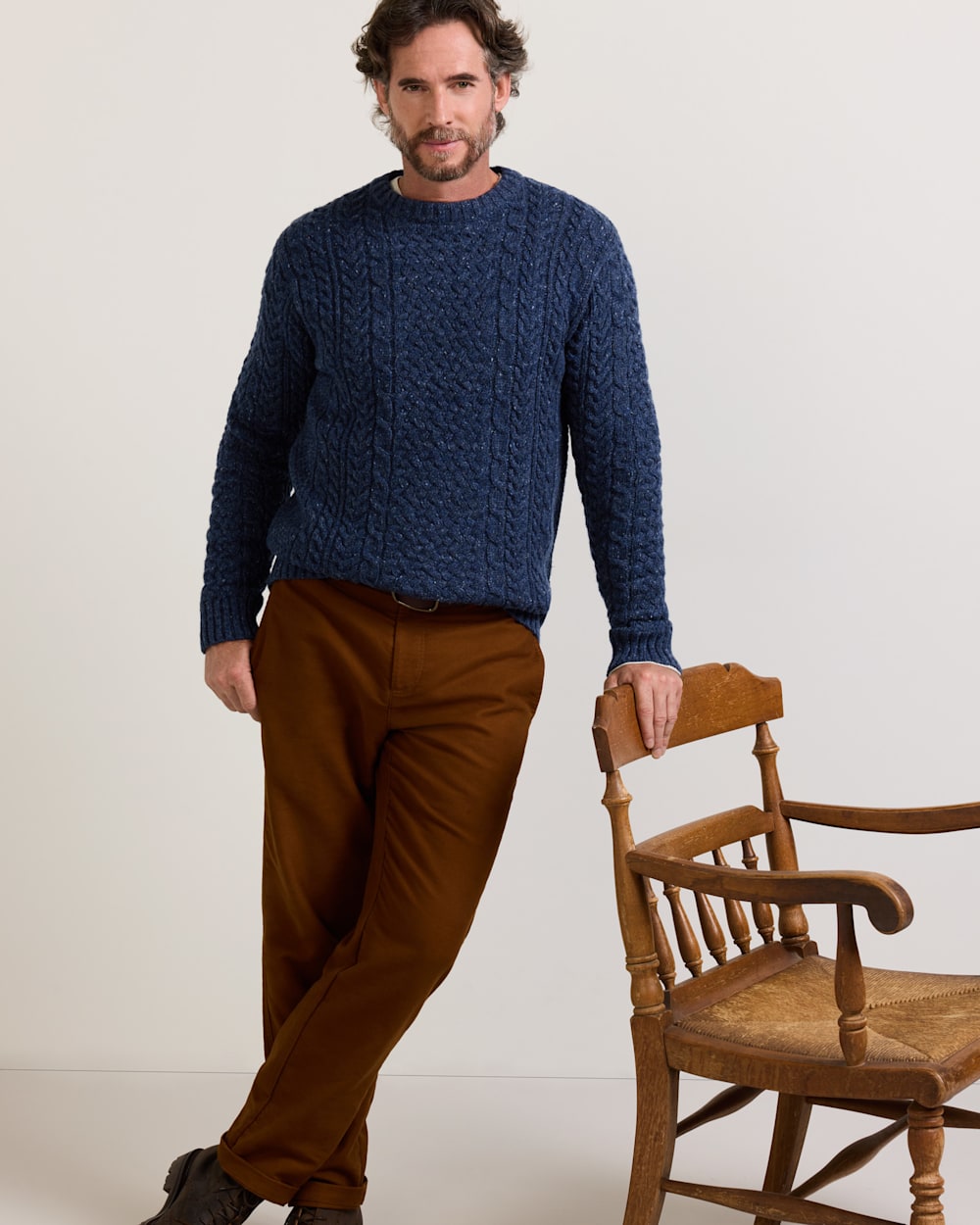 PENDLETON MEN'S WOOL DONEGAL FISHERMAN SWEATER