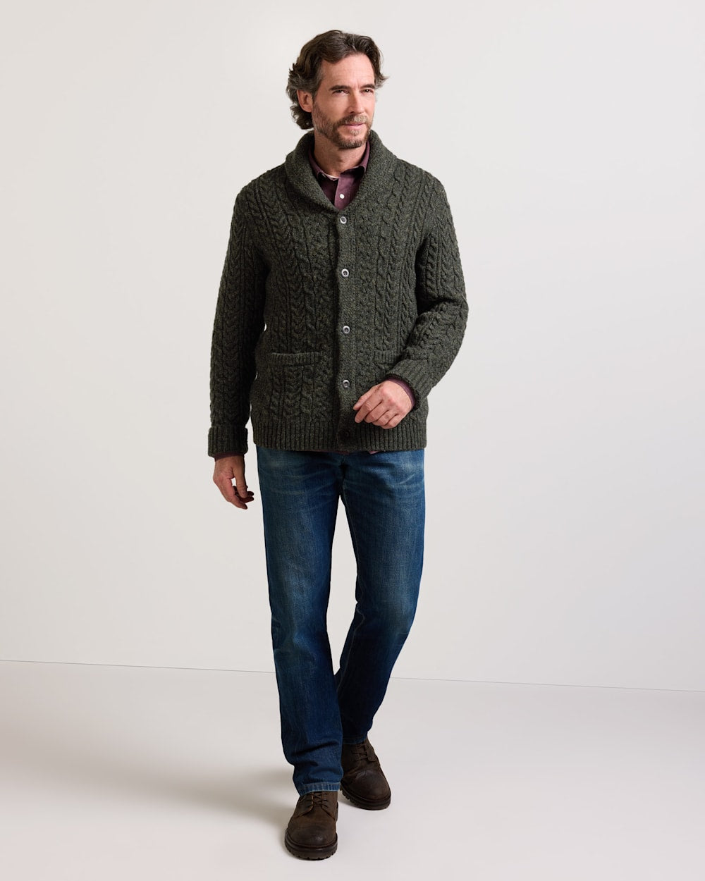 PENDLETON MEN'S WOOL FISHERMAN CARDIGAN