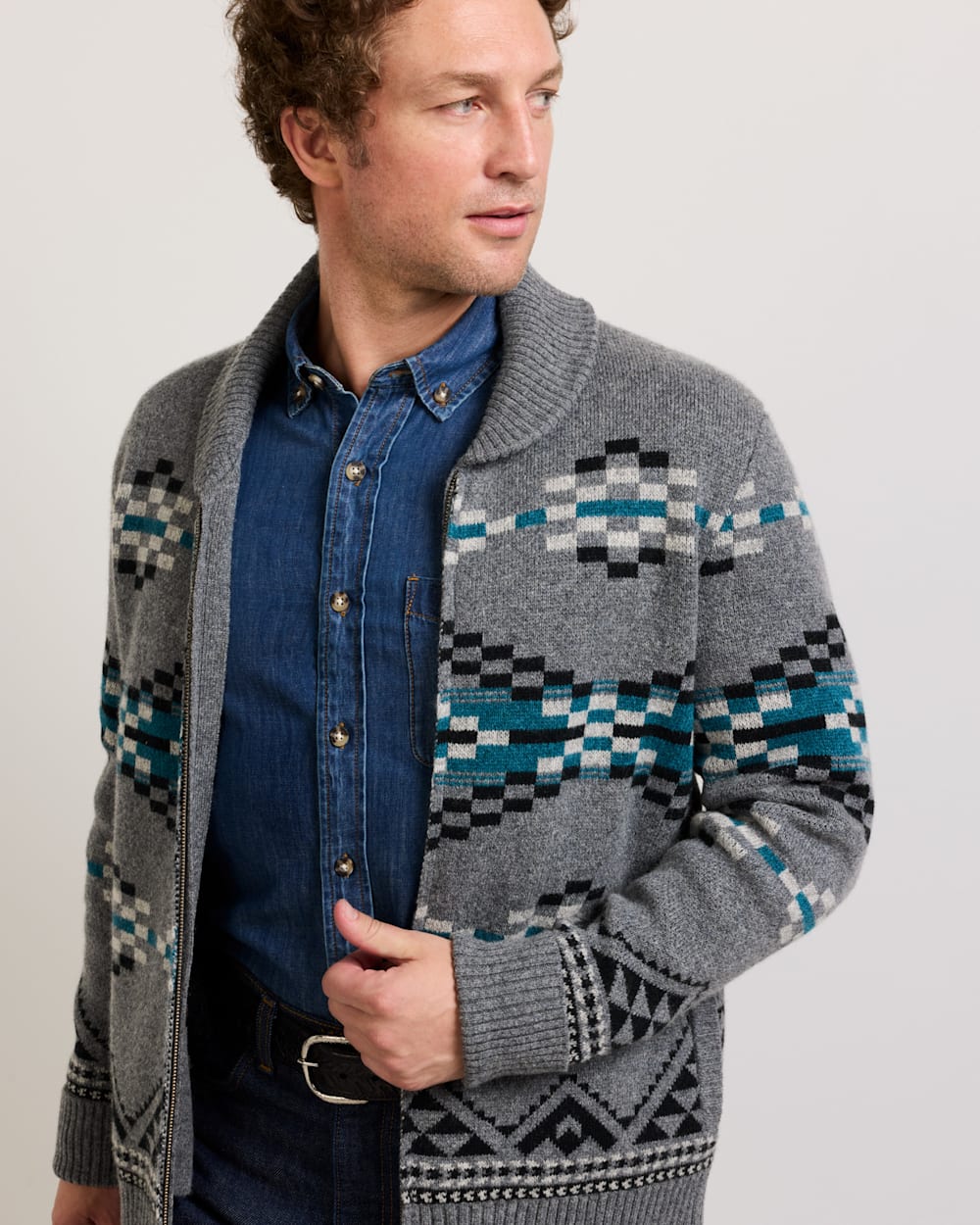 PENDLETON MEN'S LOST TRAIL LAMBSWOOL ZIP CARDIGAN