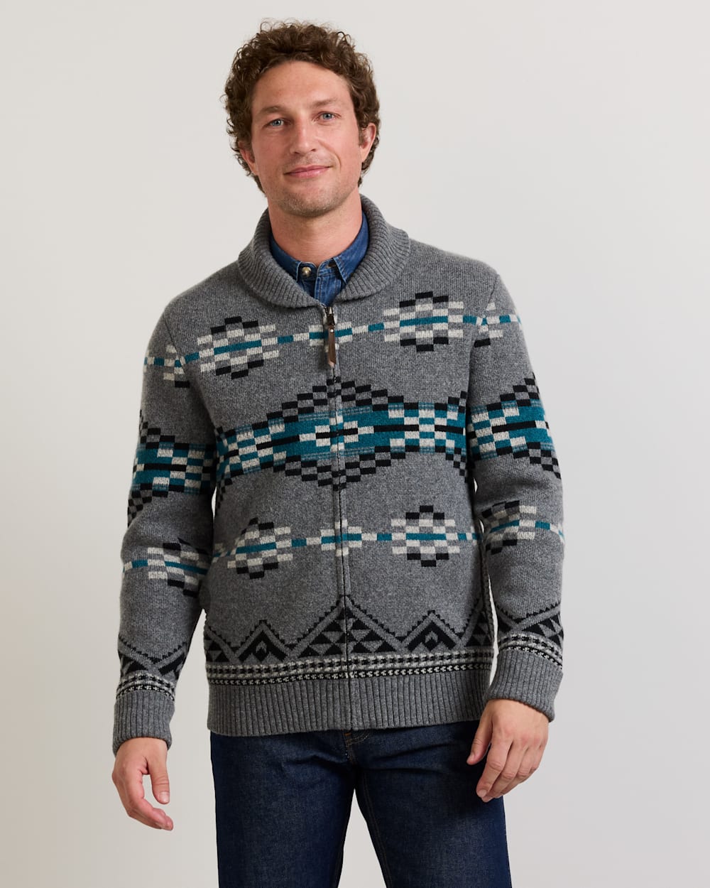 PENDLETON MEN'S LOST TRAIL LAMBSWOOL ZIP CARDIGAN