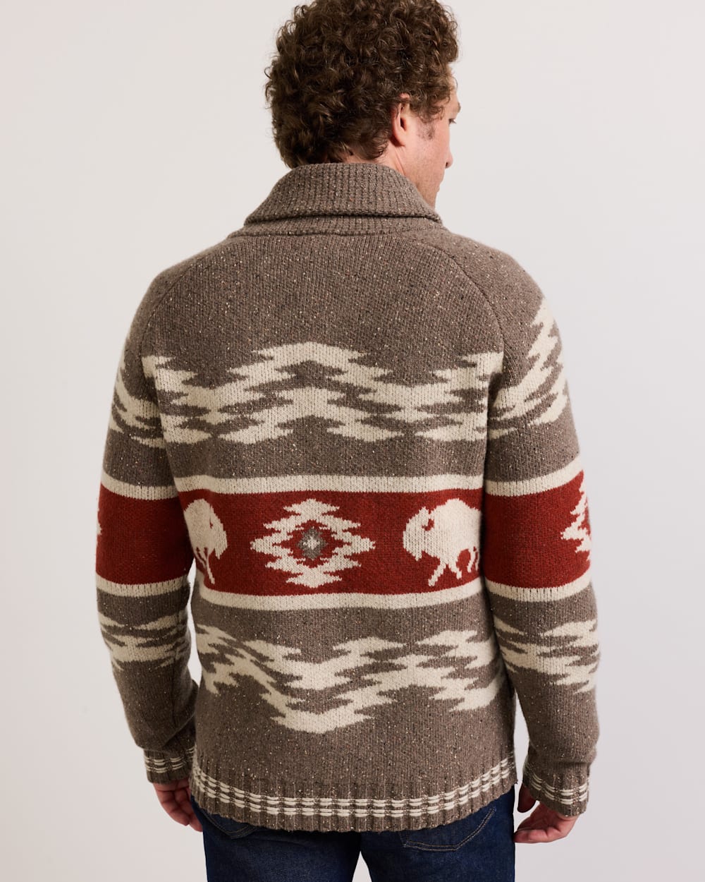 PENDLETON MEN'S BISON LAMBSWOOL ZIP CARDIGAN