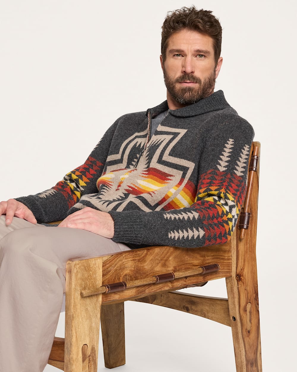 PENDLETON MEN'S HARDING ZIP LAMBSWOOL CARDIGAN