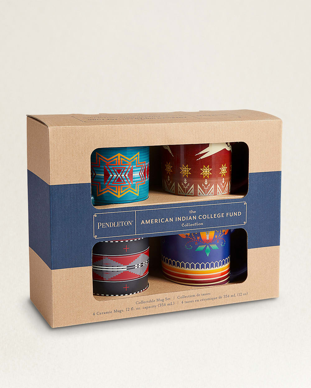 PENDLETON AMERICAN INDIAN COLLEGE FUND MUGS, SET OF 4