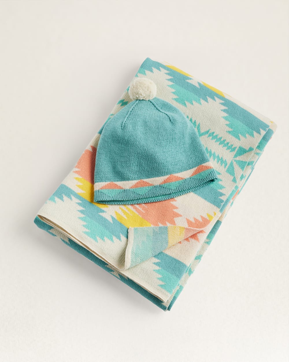 PENDLETON KNIT BABY BLANKET WITH BEANIE