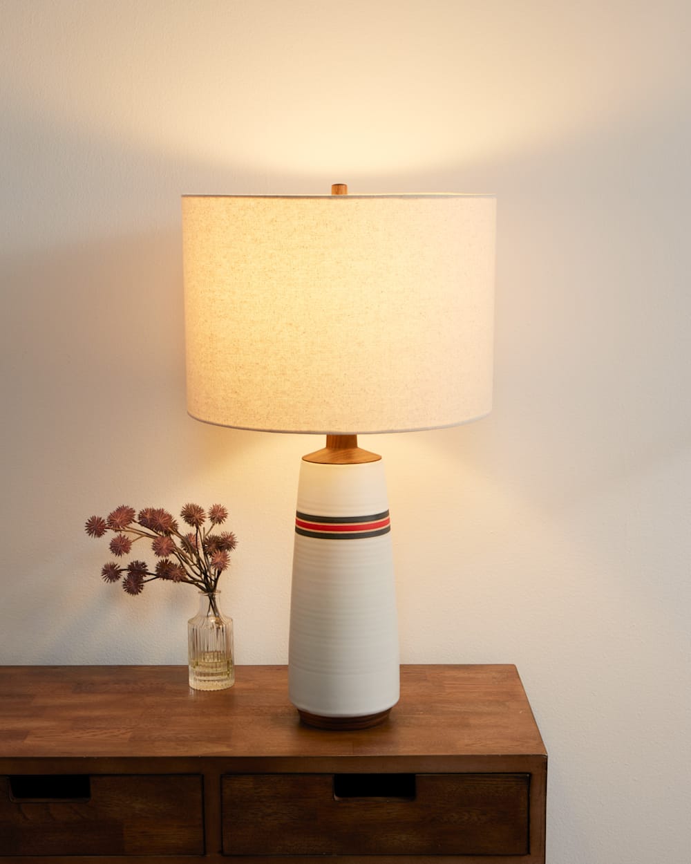 PENDLETON HANDMADE STONEWARE & WOOD TABLE LAMP