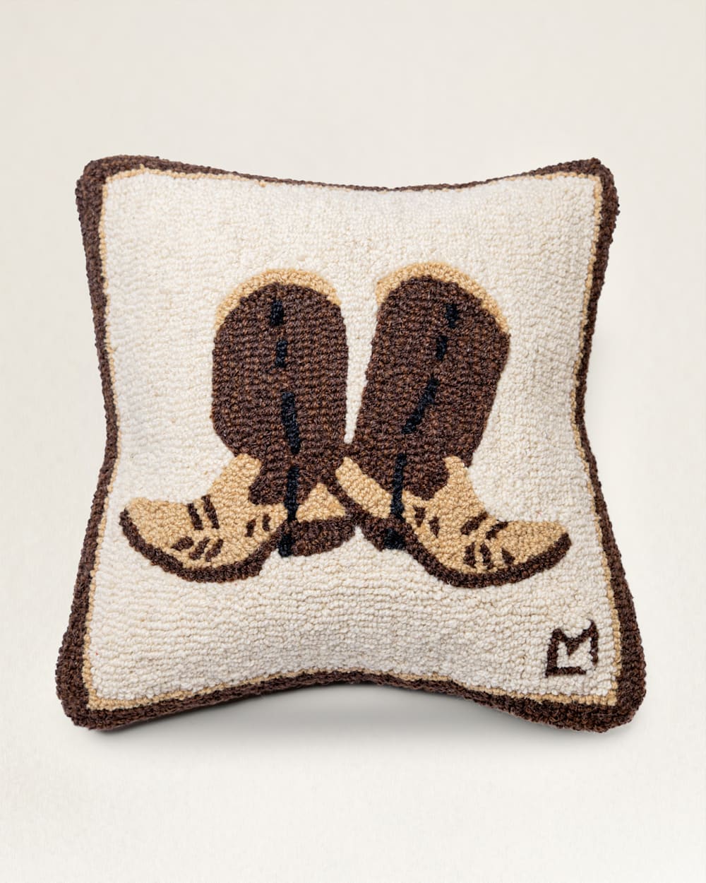 PENDLETON COWPOKE BOOTS HOOKED SQUARE PILLOW